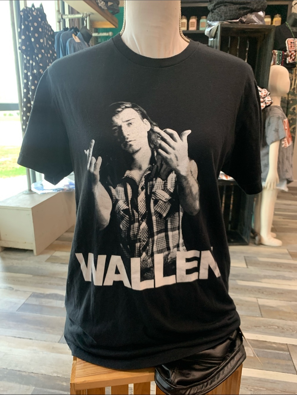 #165 Next Level Apparel Black Tee with White WALLEN Photo Graphic